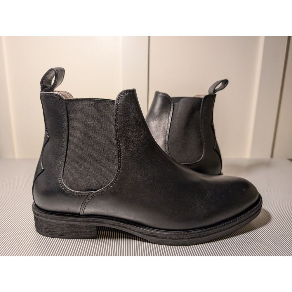 NEW AllSaints Black Creed Leather Chelsea Boots, Men's Size US 8/EU 41